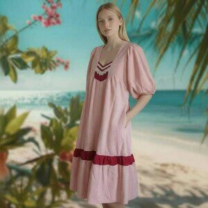 Vintage Goodtimes Hawaii Lace Detail Prairie Babydoll Cottagecore Dress M